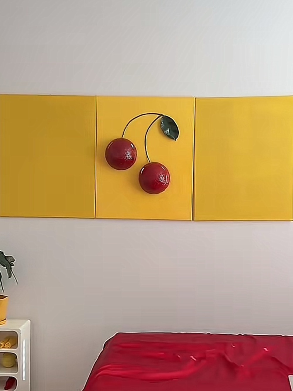 Yellow Cherry Wall Art Triptych - Decorative Home Wall Decor